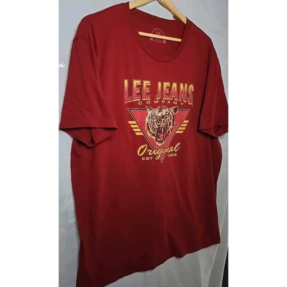 Lee Jeans Company Original T-Shirt, Sz 2XL, Red, Graphic Tiger, 100% Cotton - Picture 3 of 9